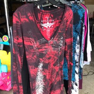 Affliction long sleeve tee lace up back